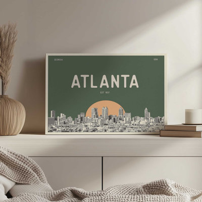 Atlanta Skyline Peach by Deny Designs Art Print