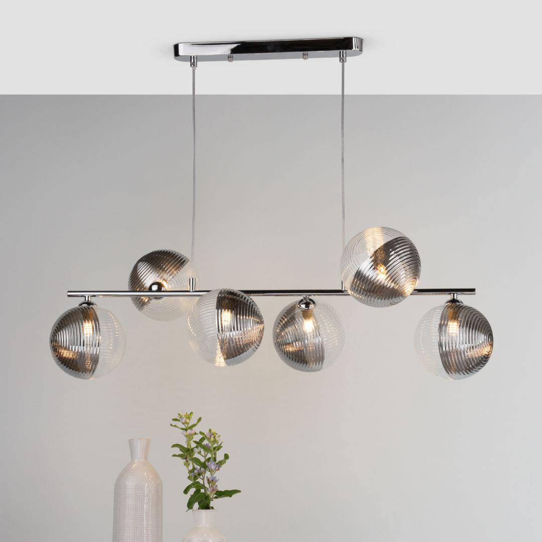 6 - Light Polished Chrome Kitchen Island Pendant