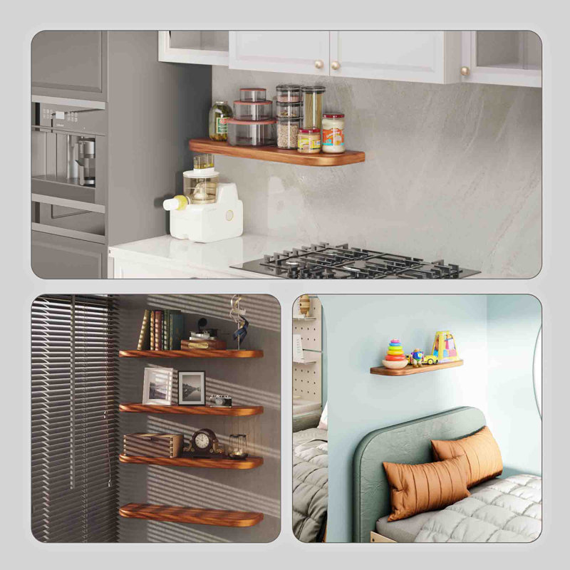 2 Piece Floating Shelf, Acacia