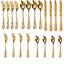 Ensemble de couverts titane en acier inoxydable plaqué or, ensemble de 20 pièces en or, ensemble de couverts en acier inoxydable antirouille doré, y compris une cuillère à fourchette et un couteau