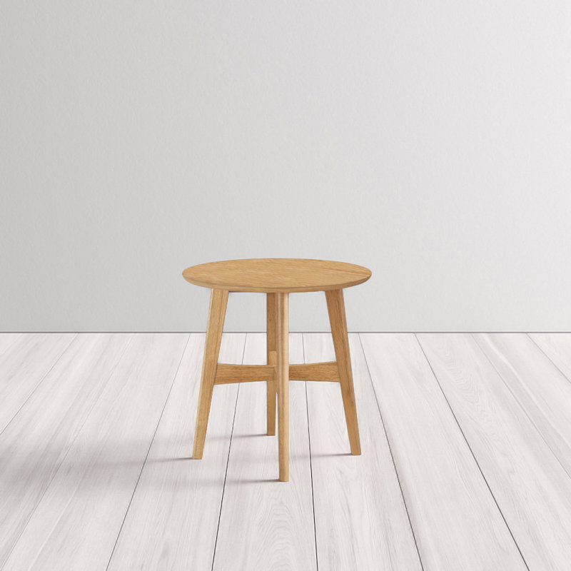 Gambino 23'' H Round Wood End Table, Oak