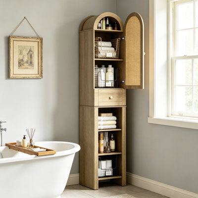 70" Tall Narrow Storage Cabinet For Bathroom, Living Room, Kitchen