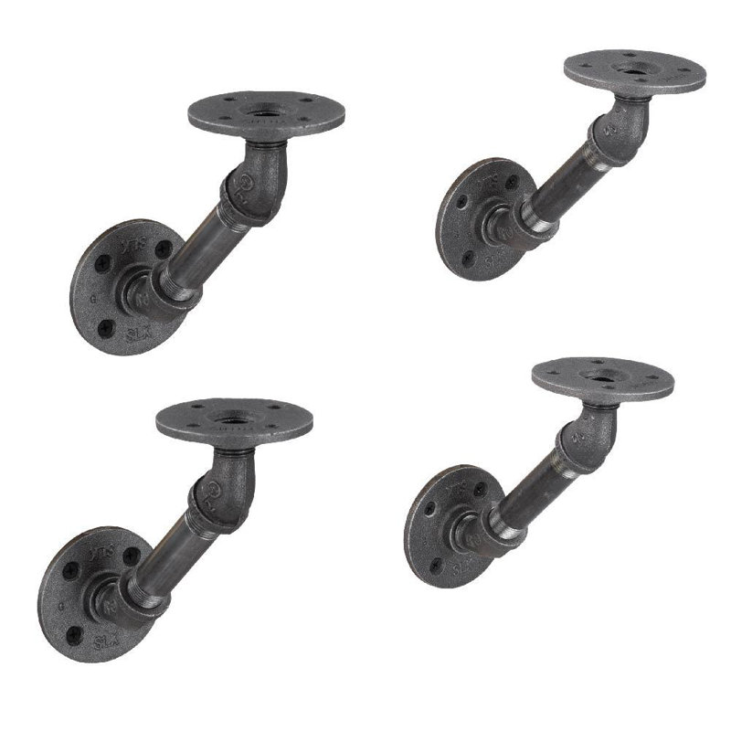 1/2 po Ensemble de support de tablette à angle double mural noir, H 5,75 po x l 5,75 po x P 0,5 po