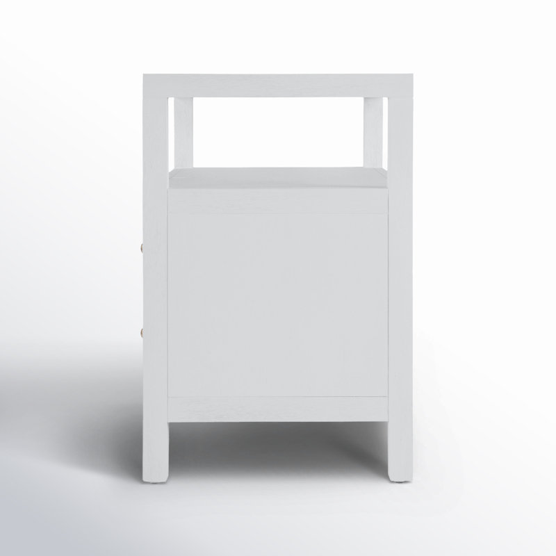 Nora 2-Drawer Wide Nightstand, Textured White