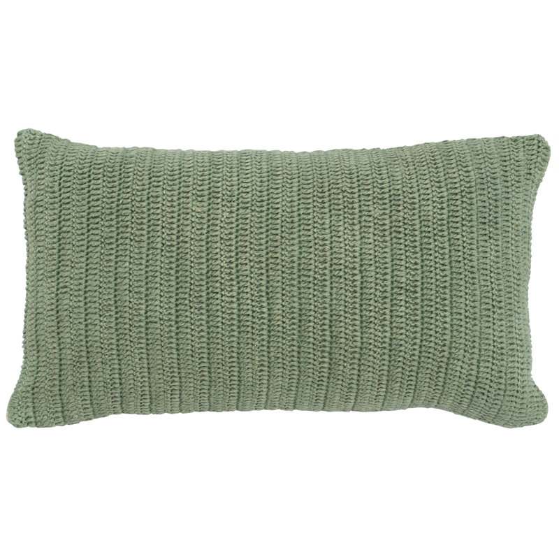 Nakeya Knitted Linen Throw Pillow, Ivory, 14" x 26", Rectangle