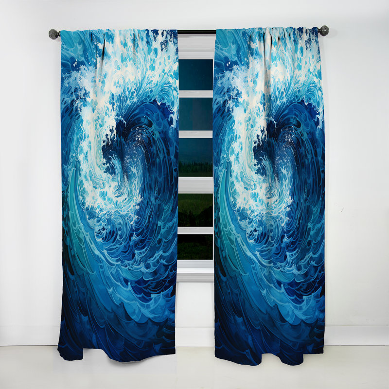 Vortex Tidal Twist Wave - Rideau abstrait à spirales - Rideau abstrait obscurcissant - 1 panneau, L 52 po x L 63 po