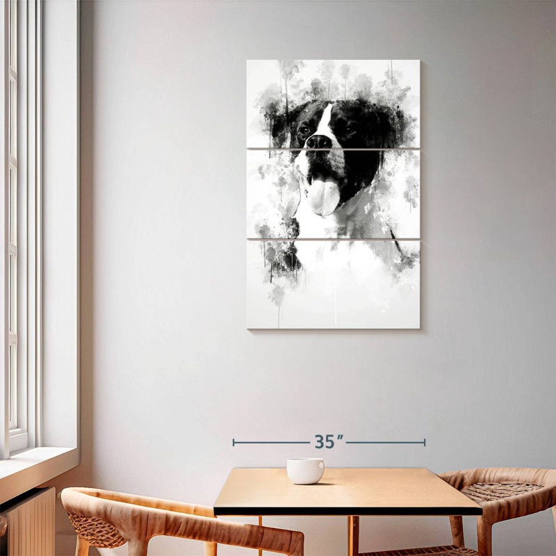Brampt Dog Happy Black And White, 57" H x 36" W