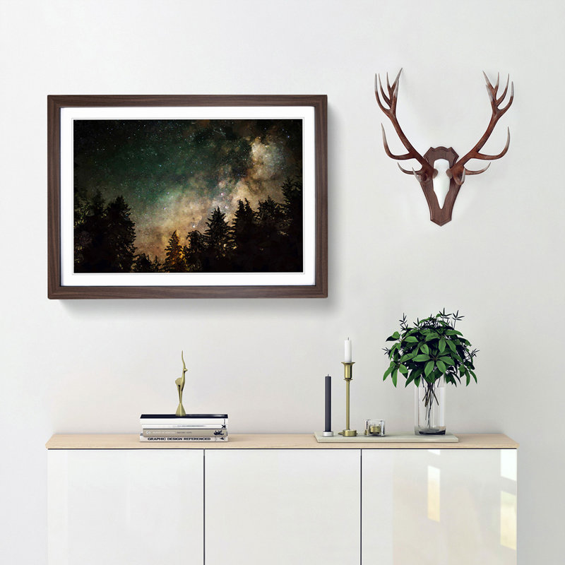 Milky Way Above the Treetops in Abstract - Picture Frame Graphic Art Print, Walnut Framed, 36cm H x 48cm W x 2cm D