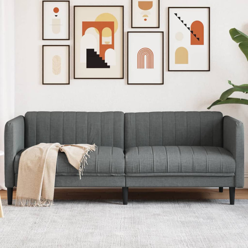 Sofa 3-Seater Fabric, Gray, 29.3" H x 76" W x 30.1" D