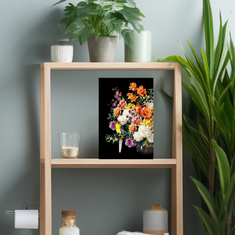 Art mural contemporain, "L'oiseau dans la nature morte", H 18 po x l 12 po