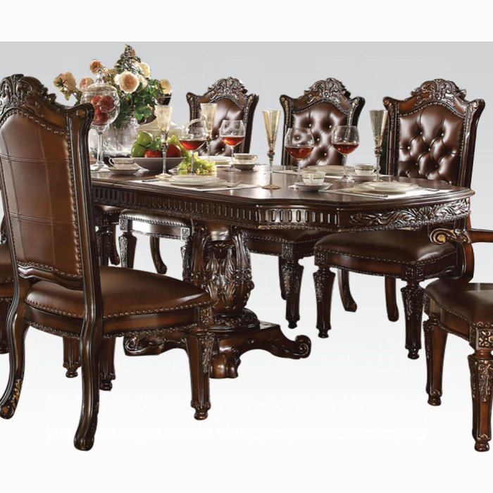 Table de salle à manger Alijah, H 30 po x L 94 po x l 48 po, Marron foncé