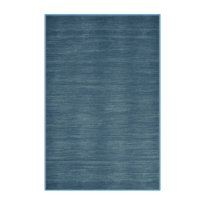 Tapis bleu uni lavable à la machine, Rectangle 5 pi x 7 pi