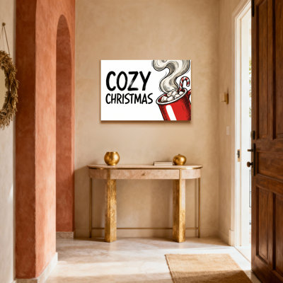 Cozy Christmas Hot Chocolate With Marshmallows And Candy Cane Canvas Wrapped Wall Art Set Of 1