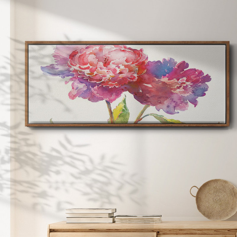 Prise pivoines I - toile encadrée, H 8 po x l 20 po