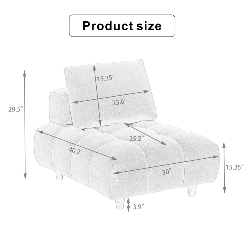 30 inches long, Sofa with spacious and comfortable seat, Beige Teddy