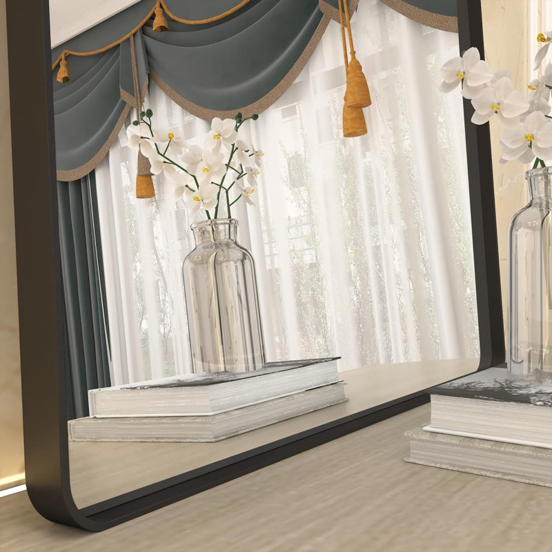 Black Aluminium Frame Bathroom Mirror, 35.93" x 23.93"