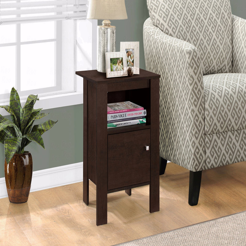 Table d'appoint, table d'appoint, table de bout, table de chevet, lampe, stratifié brun avec rangement, transitionnel