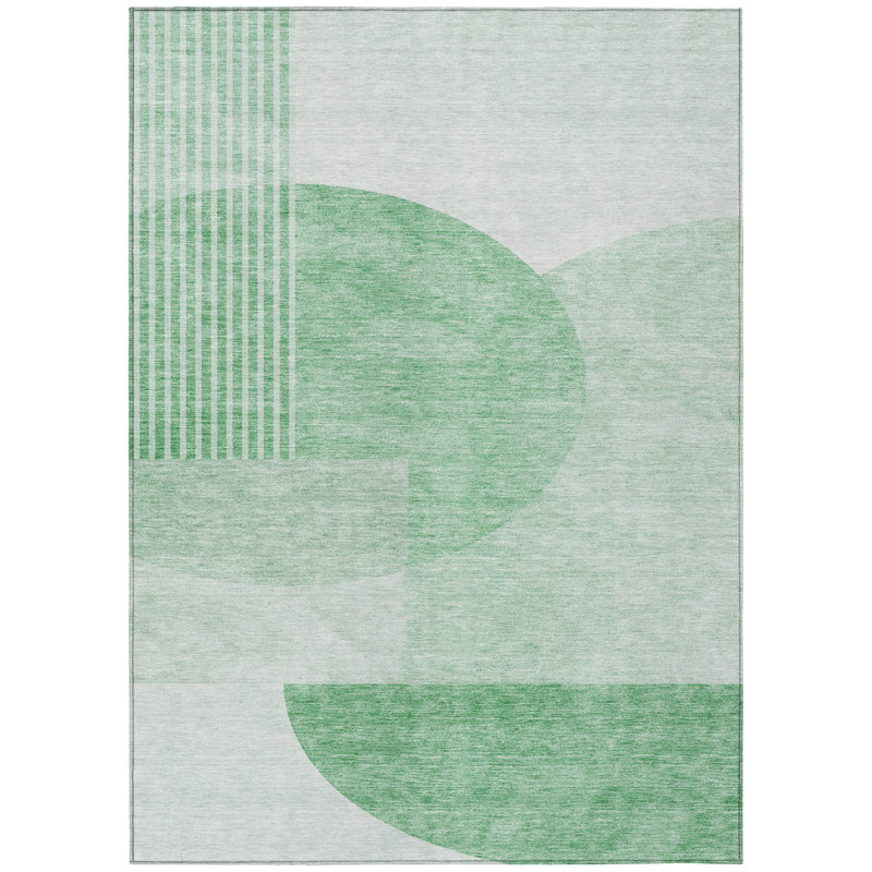 Tapis intérieur / extérieur lavable géométrique vert et menthe 10 pi x 14 pi HomeRoots