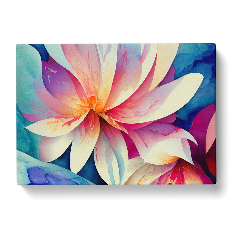 Intense Watercolour Flowers - Wrapped Canvas, 35cm H x 50cm W x 3cm D