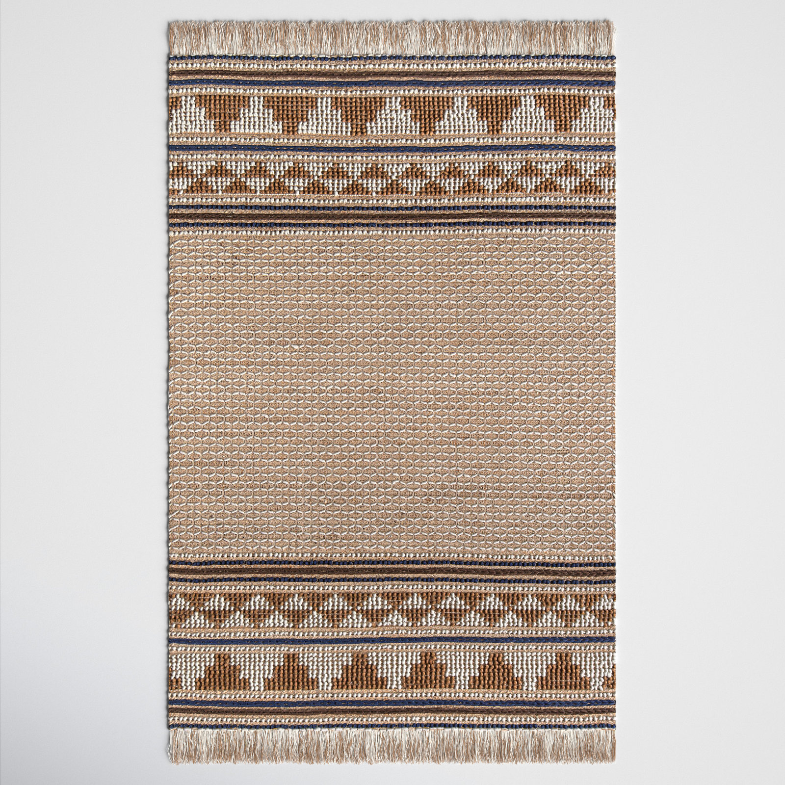 Alberta Ivory Brown Hand-Woven Oriental Jute Rug, Rectangle 5' x 7'