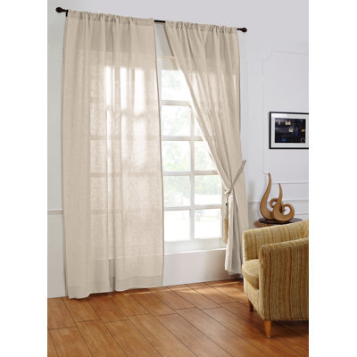 Damron Linen Semi Sheer Curtain Single Panel