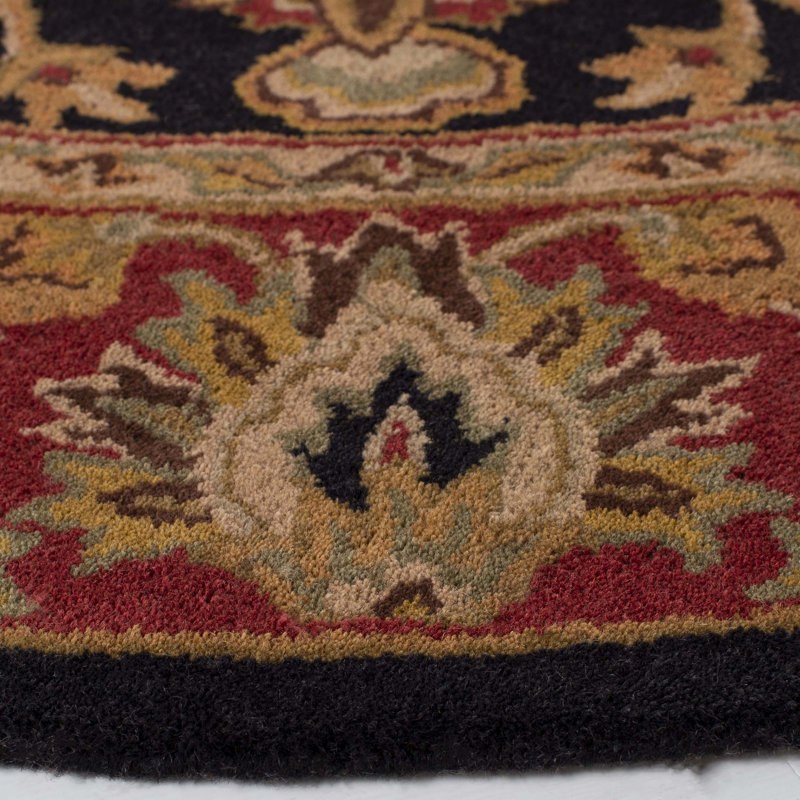 Balthrop Hand Tufted Wool/Cotton/Latex Oriental Rug in Black/Orange, Runner 2'3" x 12'