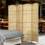 Paravent pliable tissé à la main à 4 panneaux avec dessus arqué, polypropylène et bois de pin, beige, pour un usage professionnel
