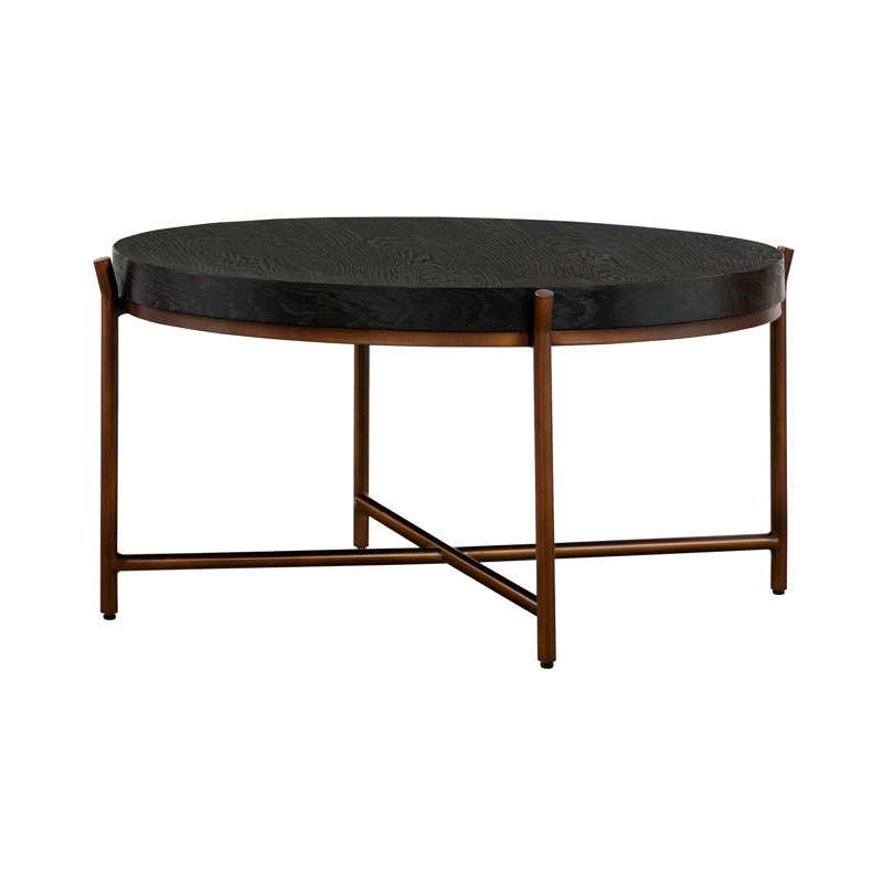 Table basse ronde en métal avec pieds croisés