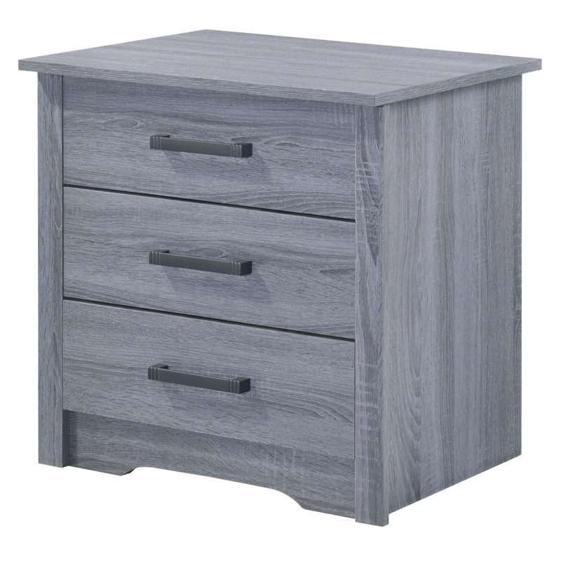 Agon 3 - Drawer Mid Century Modern Nightstand, Gray