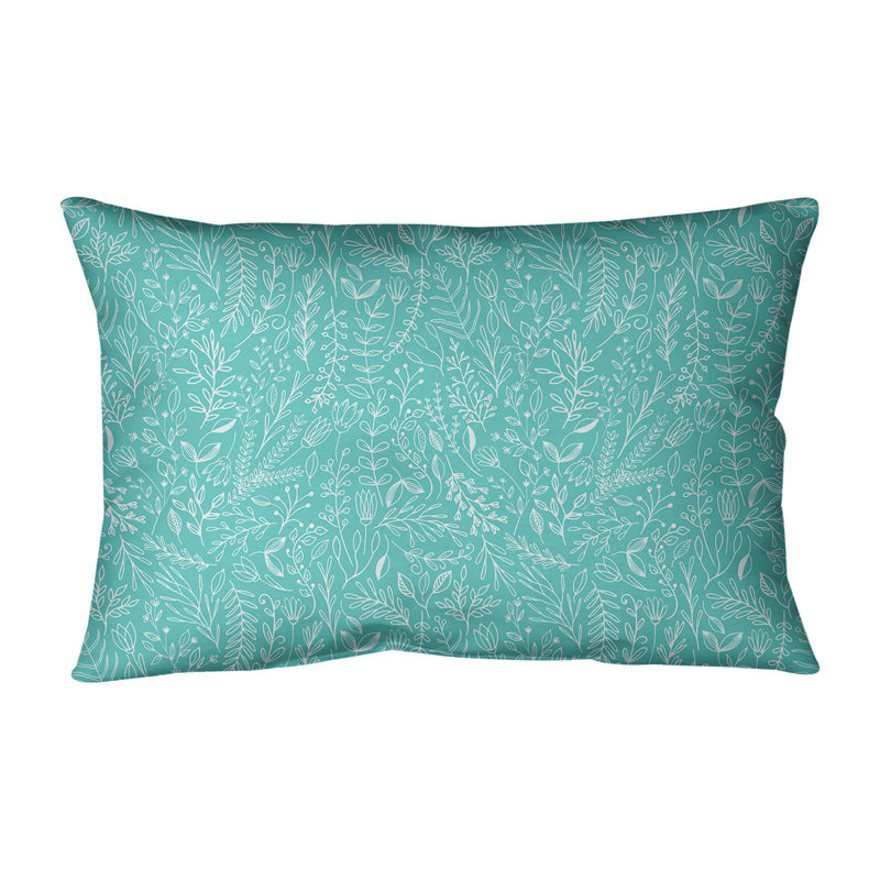 Coton rectangulaire Katelyn Elizabeth Ditsy, Bourre en polyester, Bleu sarcelle / blanc