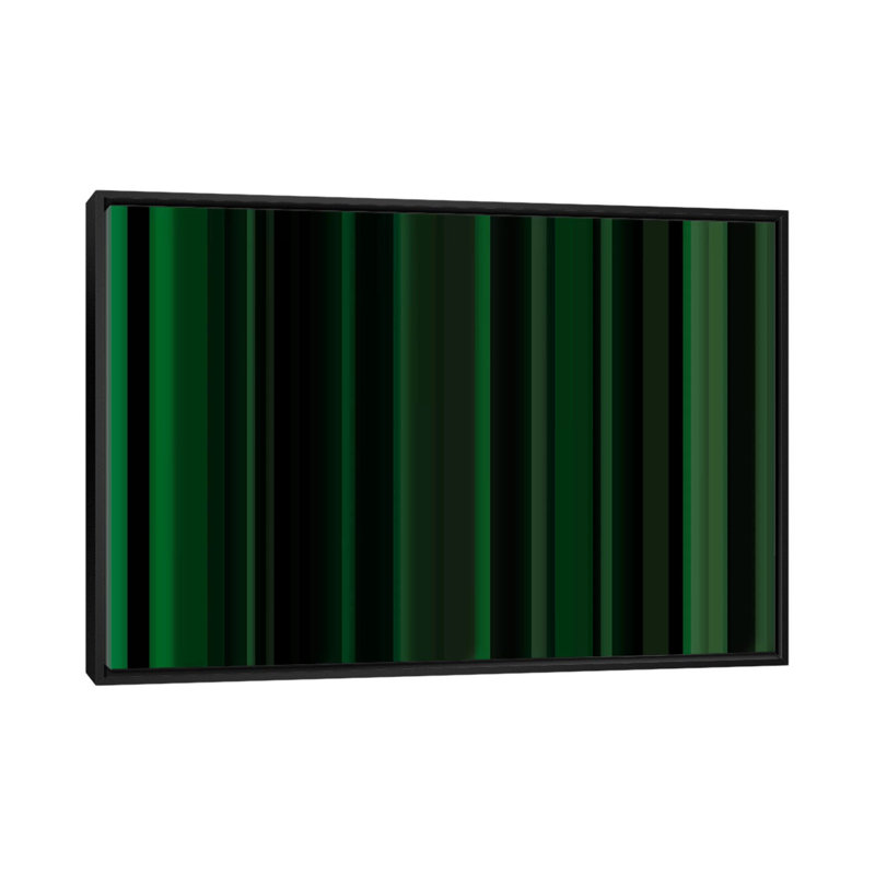Rayures matures foncées vertes, impression sur toile, H 18 po x l 26 po x P 1,5 po, Toile encadrée noire, Pas de tapis