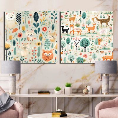 Watercolor Fox Explorer - Animals Fox Square Collage Set Of 2