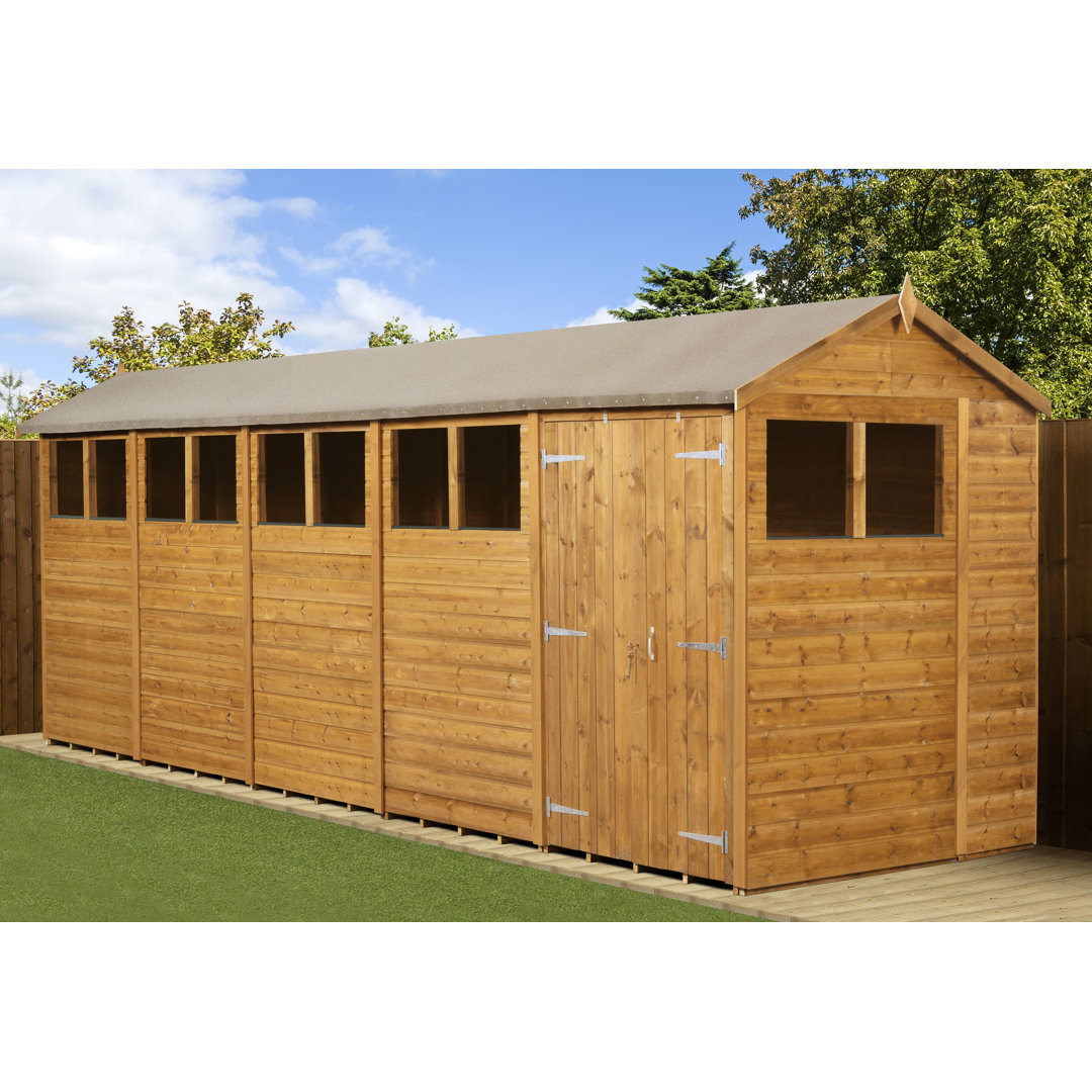 Modular Apex Garden Shed  20X6 With Windows Double Door