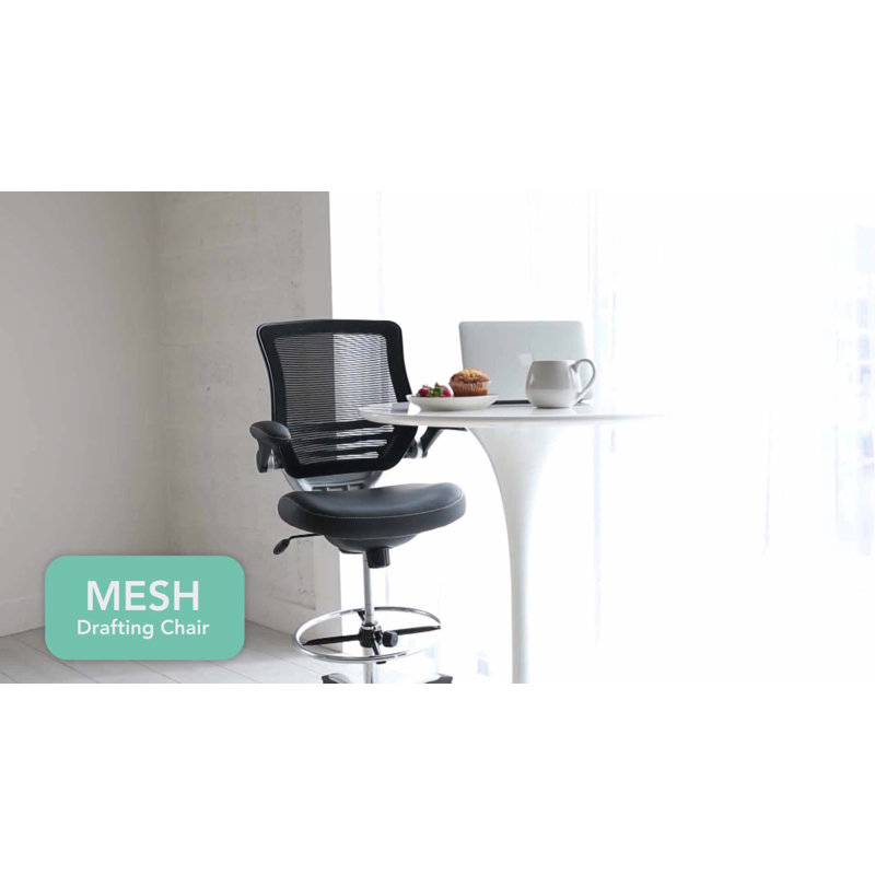 Brown Mesh and Vinyl Adjustable Drafting Chair