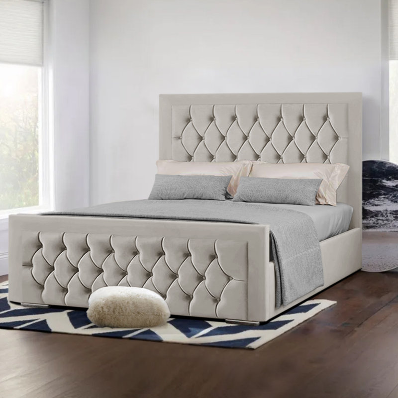 Upholstered Bed, Silver, Double (4'6)
