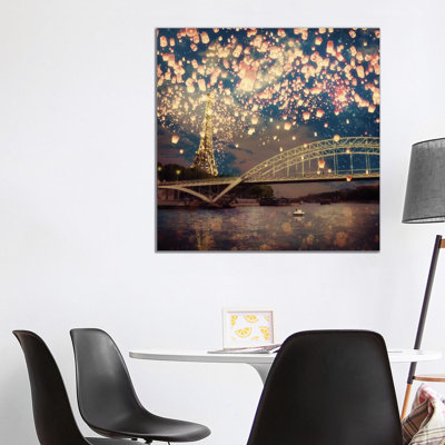 Love Wish: Lanterns Over Paris by Paula Belle Flores - Wrapped Canvas Print
