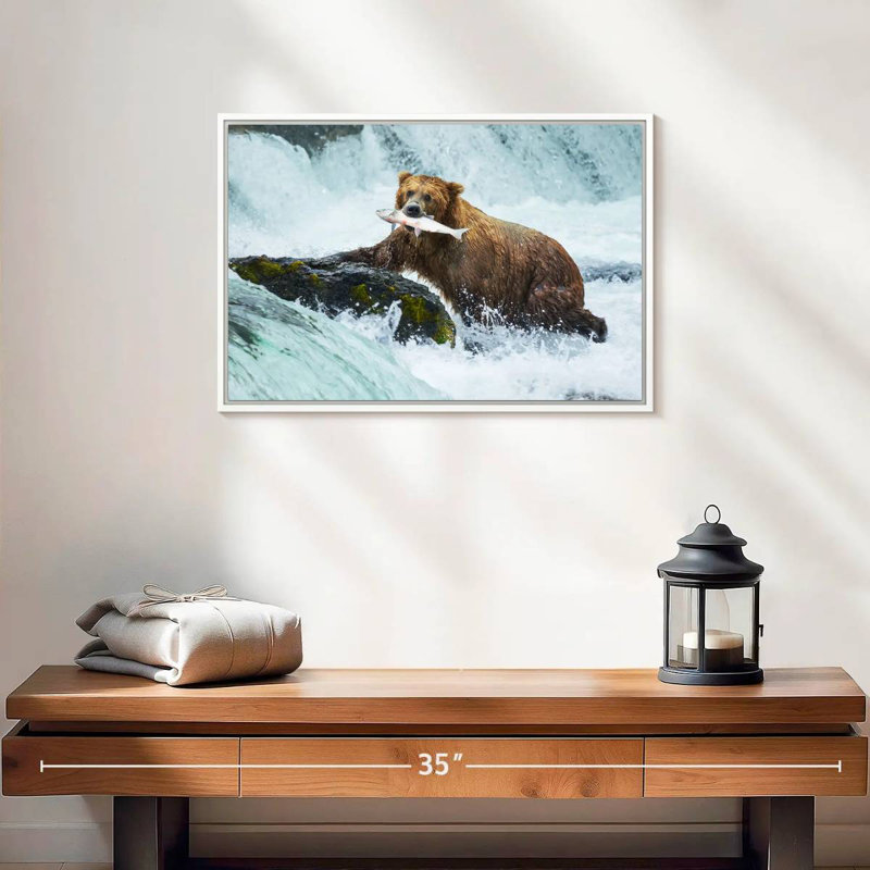 Pêche à l'ours simple, Cadre flottant blanc, 19 po x 13 po