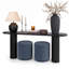 Ensemble de console noire 70 po avec 2 repose-pieds ronds rembourrés-132947722-134502933