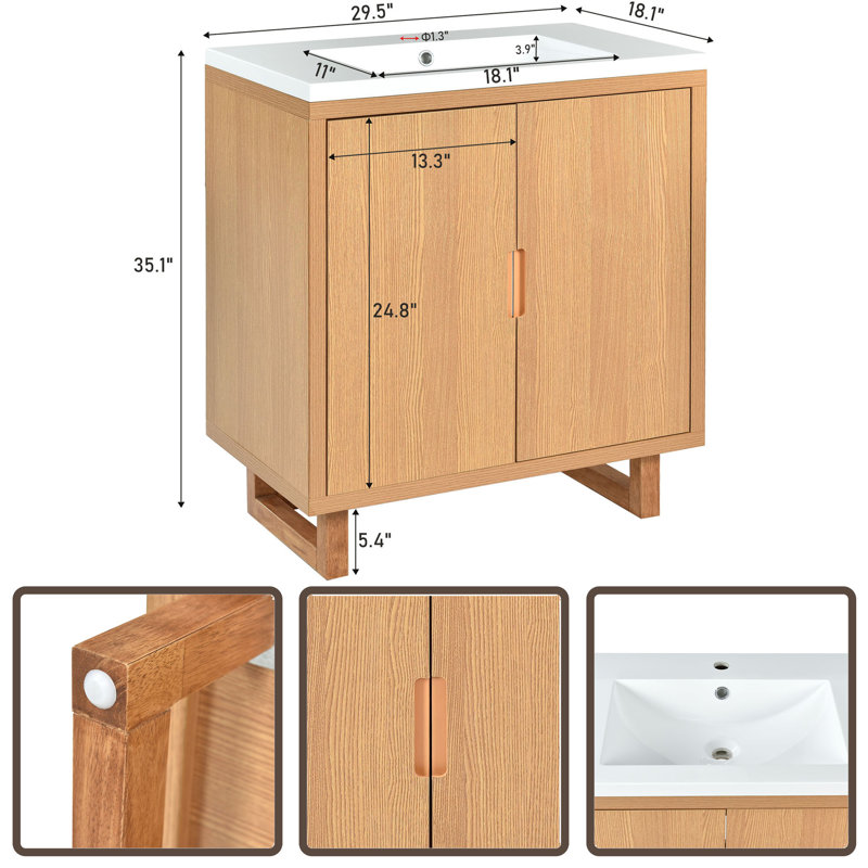 Ensemble de meuble-lavabo simple 29,5 po avec plateau Maraliser, Brun
