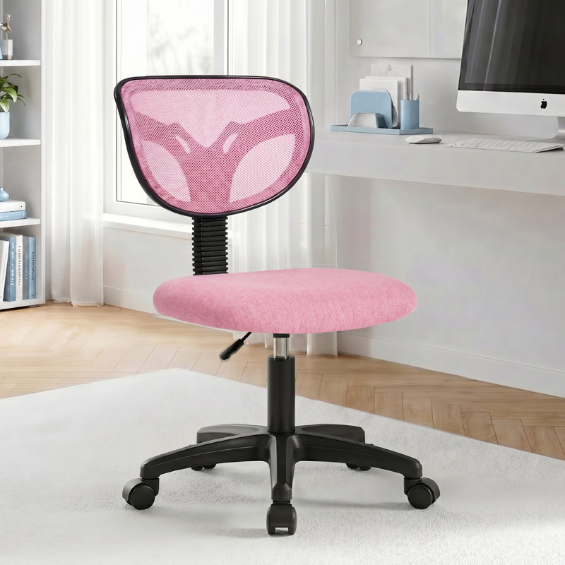 Chaise de bureau compacte en maille sans accoudoirs Ethan, Pink