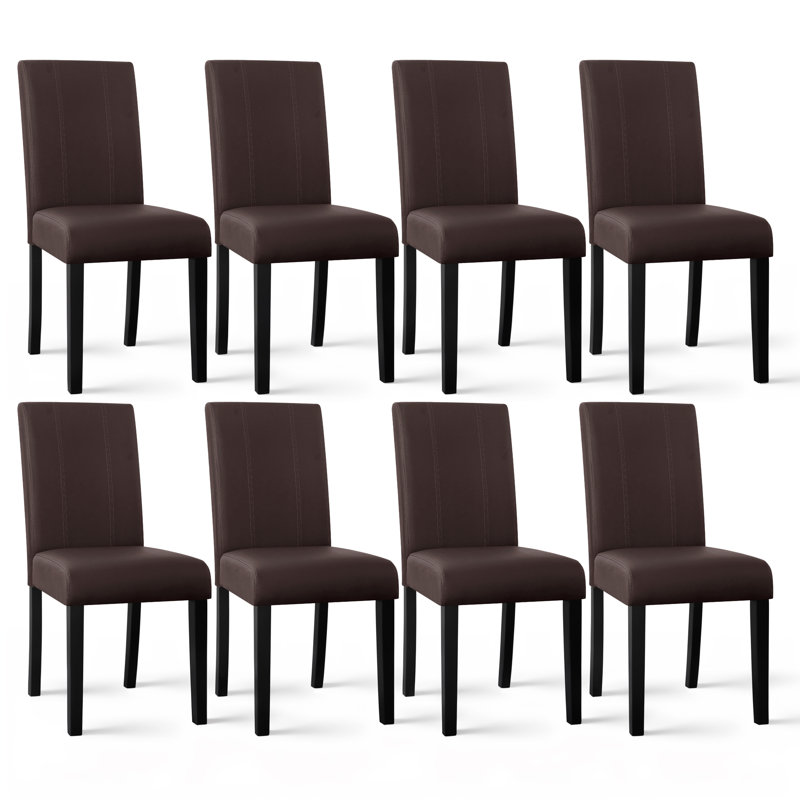 Modern Faux Leather Waterproof Upholstered Dining Chair, Brown