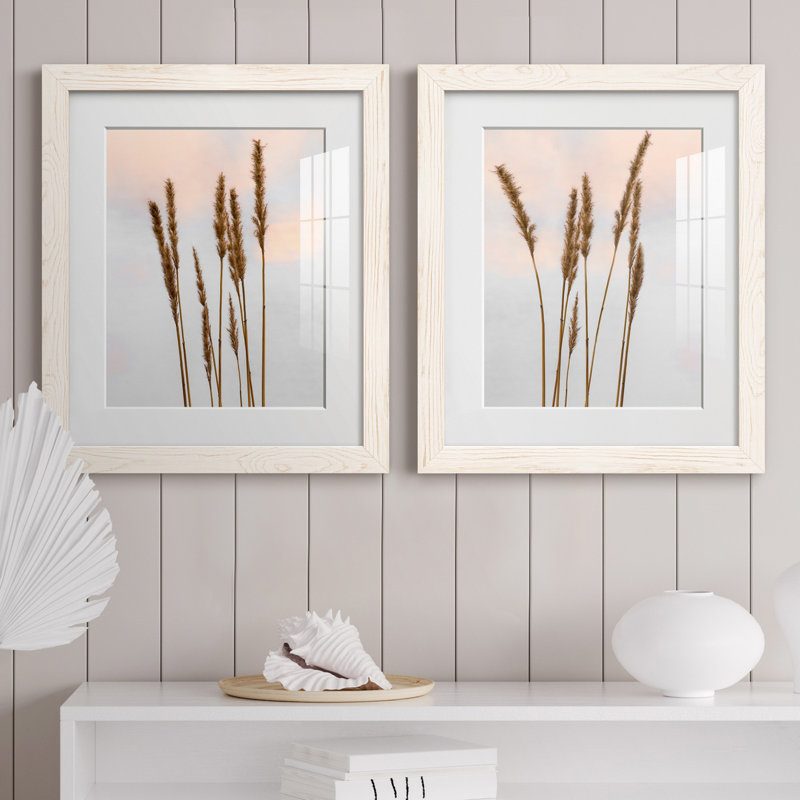 Sunset Pond I - ensemble de 2 reproductions de photos, H 24 po x l 36 po x P 1,5 po, Papier encadré blanc, Blanc