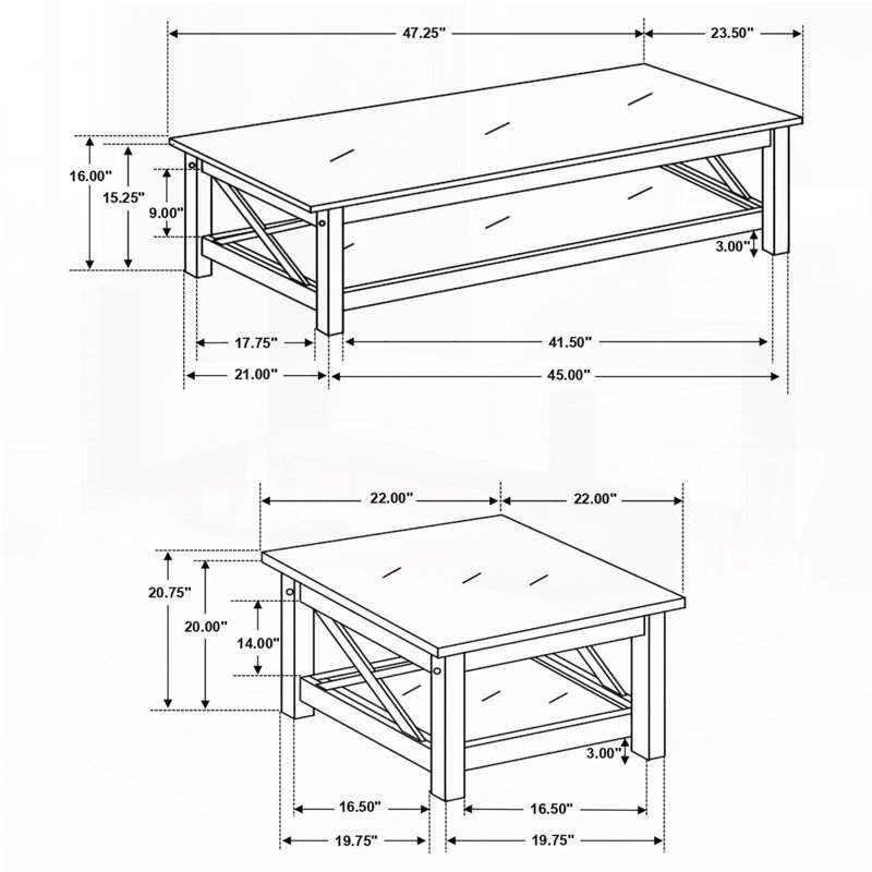 Ensemble de tables d'appoint 3 pièces Merlot foncé