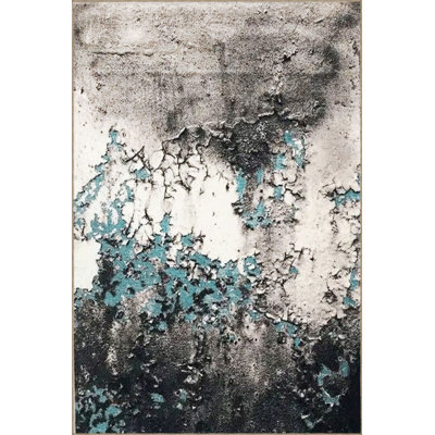 Tapis décoratif moderne à motif abstrait bleu et gris lavable à la machine