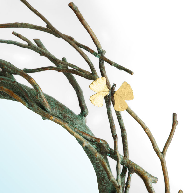 Butterfly Ginkgo Flat Metal Wall Mirror