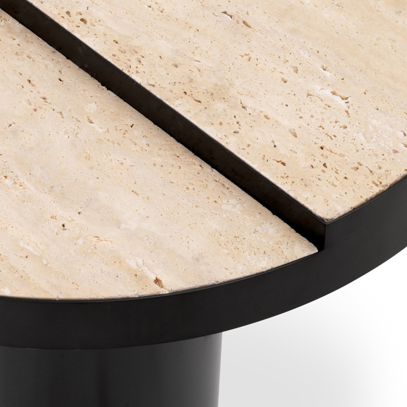 Side Table Excelsior Bronze Finish Travertine - Base