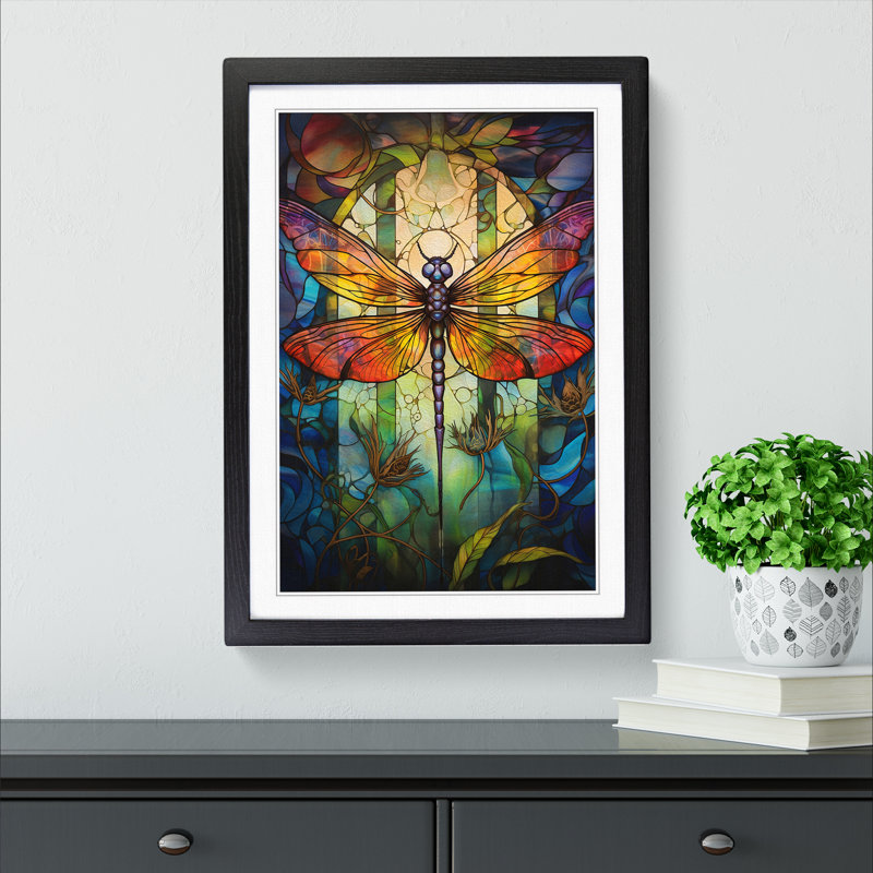 XYZ-FRM-V1223-566 Dragonfly Symbolism - Single Picture Frame Print on Wood, 64cm H x 46cm W x 2cm D, Black