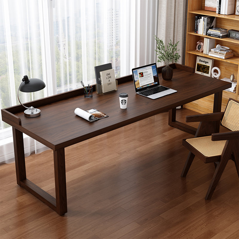 Bureau rectangulaire en bois massif de couleur noyer noir, H 29,53 po x l 62,99 po x P 27,56 po, Noir noyer