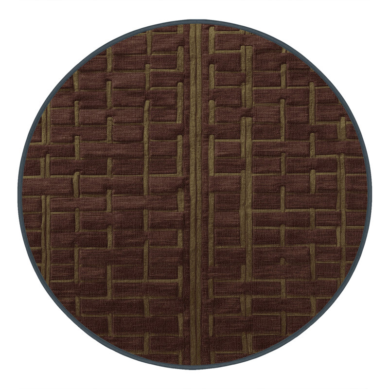 Tapis noir en treillis lavable à la machine, Rond 4 pi