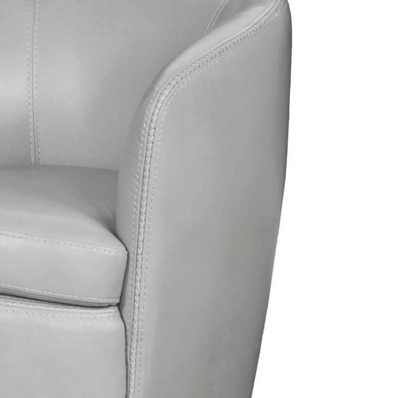Fauteuil demi-tonneau pivotant 100% cuir italien Crandell, Cuir véritable Steamboat Ice